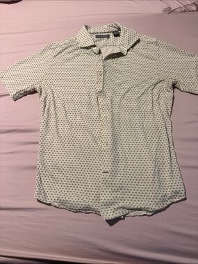 Daniel Cremieux Men's Short Sleeve Polo Shirt - White with Navy Pattern